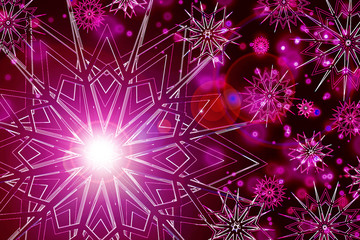 abstract glow snowflake purple shine background
