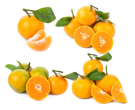 fresh oranges sliced isolated on white