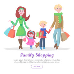 Family Shopping Cartoon Flat Vector Concept