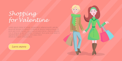 Beautiful Woman Shopping Cartoon Flat Vector Icon