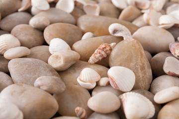 Sea pebbles background, natural seashore stones