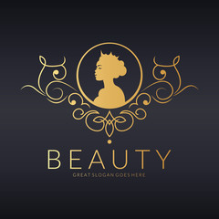 Beauty logo. Beautiful girl vector illustration  - 155403172