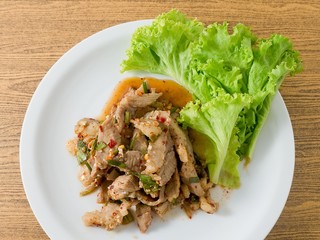 Top View of Spicy Grilled Beef Salad