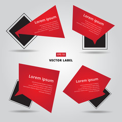 Sale vector flat banner label set.  cards in material design style. Transparent black,  and red minimal.