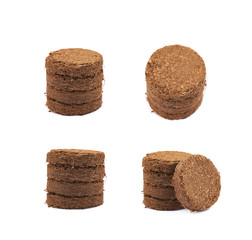 Compressed compost tablet isolated