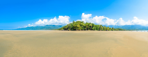 Panorama of Marino Ballena National Park in Uvita - Punta Uvita - Beautiful beaches and tropical forest at pacific coast of Costa Rica