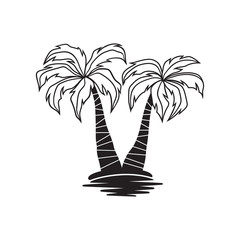 Stylized palm trees above the water, vector illustration
