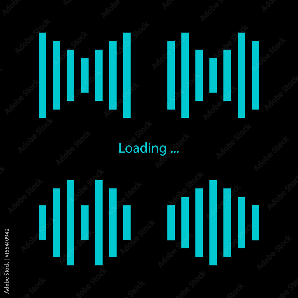 Sticker set loading icons. black background