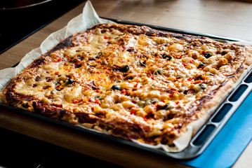 Homemade pizza closeup