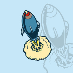 rocket cartoon illustrations. Vector Illustration.