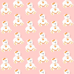 Seamless Pattern with Bears on a Pink Background.