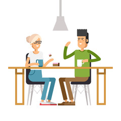 vector image of two girls at the cafe