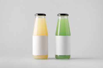 Juice Bottle Mock-Up - Two Bottles. Blank Label