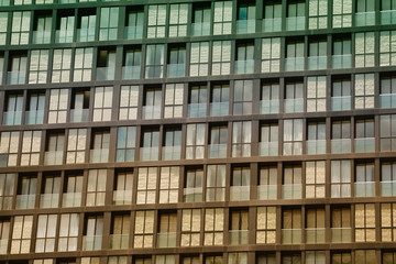 Obraz premium Glass of Business tall buildings vintage color.