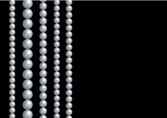 Pearls. Wnite shiny realistic pearls necklace on black background