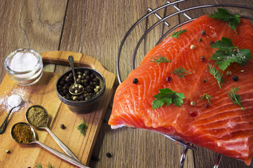 Fresh fish salmon on the grill