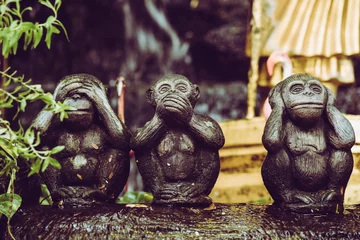 Foto auf Acrylglas Tempel Three monkey statues and this Buddhist concept