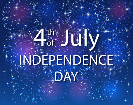 Independence Day with firework on blue background