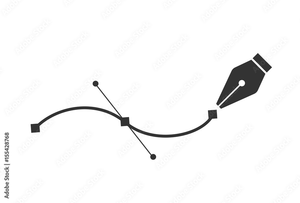 Fototapete pen tool. vector computer graphics. the curve control points.