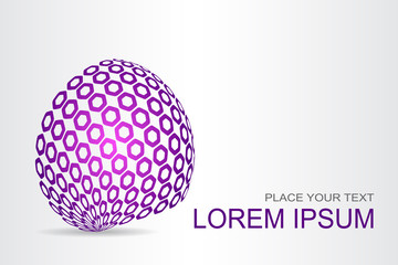 Logo stylized spherical surface with abstract shapes