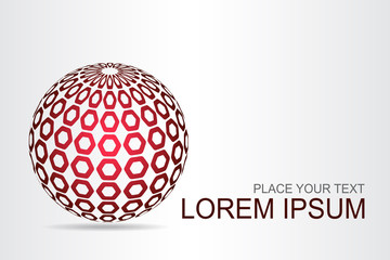 Logo stylized spherical surface with abstract shapes