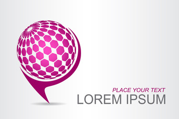 Logo stylized spherical surface with abstract shapes