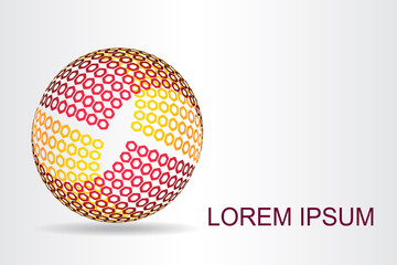 Logo stylized spherical surface with abstract shapes