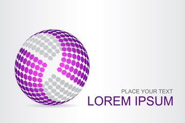 Logo stylized spherical surface with abstract shapes