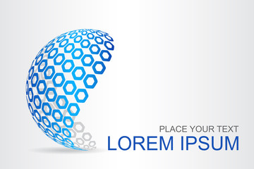 Logo stylized spherical surface with abstract shapes