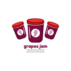 Template logo for grapes jam. Bank of delicious jam