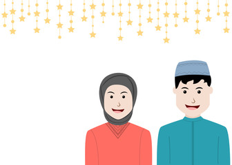 Muslim man and woman in traditional dress