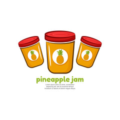 Template logo for pineapple jam. Bank of delicious jam