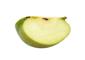 Green apple slice isolated on white background
