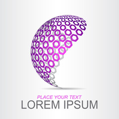 Logo stylized spherical surface with abstract shapes