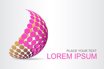 Logo stylized spherical surface with abstract shapes
