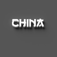 3D RENDERING WORDS 'CHINA' ON PLAIN BACKGROUND