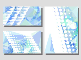 Low poly mosaic background set. Copy space. Vector clip art.
