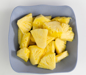 slices of pineapples isolated on white background