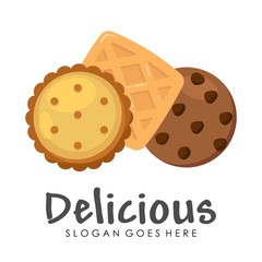 Biscuit crackers illustration logo design vector