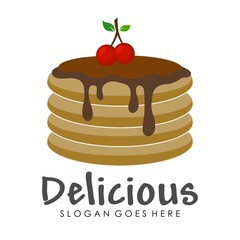 Chocolate pancake illustration logo design vector
