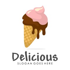 Ice cream illustration logo design vector