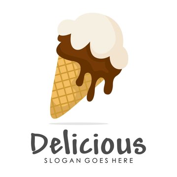 Ice cream illustration logo design vector