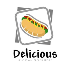 Hot dog logo design vector