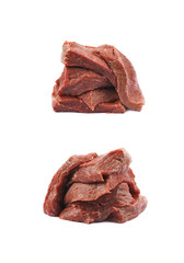 Pile of beef meat slices isolated