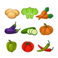 Fruit and vegetable collection illustration logo design vector
