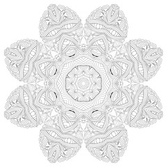 Hand drawn zentangle mandala for coloring page.