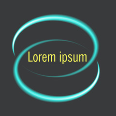 Abstract bacground with blue neon oval elements for text, oval frame for your text