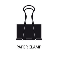 Black paper clamp silhouette isolated on white background. Design element For Your business project. Vector Illustration