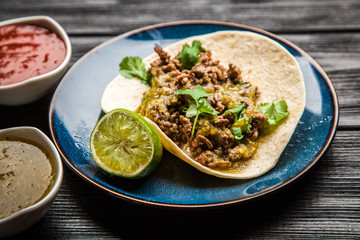 Mexican tacos with beef