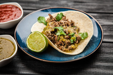 Mexican tacos with beef